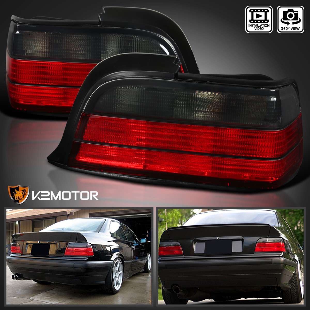 Red/Smoke Fits 1992-1998 BMW E36 3 Series 2Dr Coupe Tail Lights