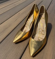 Sam Edelman Womens Hazel Gold Pumps Stilettos Metal Finish Size 6 M