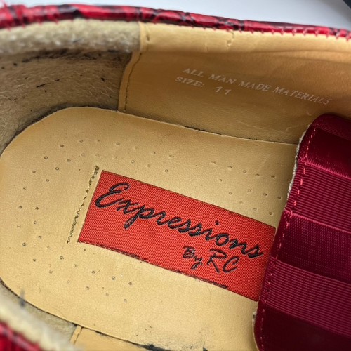 Expressions by RC elegante Herrenschuhe Größe 11 rot Krokodilprägung Oxford formell - Bild 5 von 12