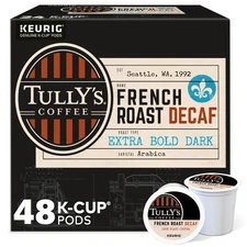 Tully's Coffee French Roast Decaf, Keurig K-Cup Pod, Dark Roast, 48 Count