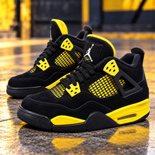 Nike Air Jordan 4 Retro Thunder 2023 GS 5Y Black Tour Yellow 408452-017 AJ4