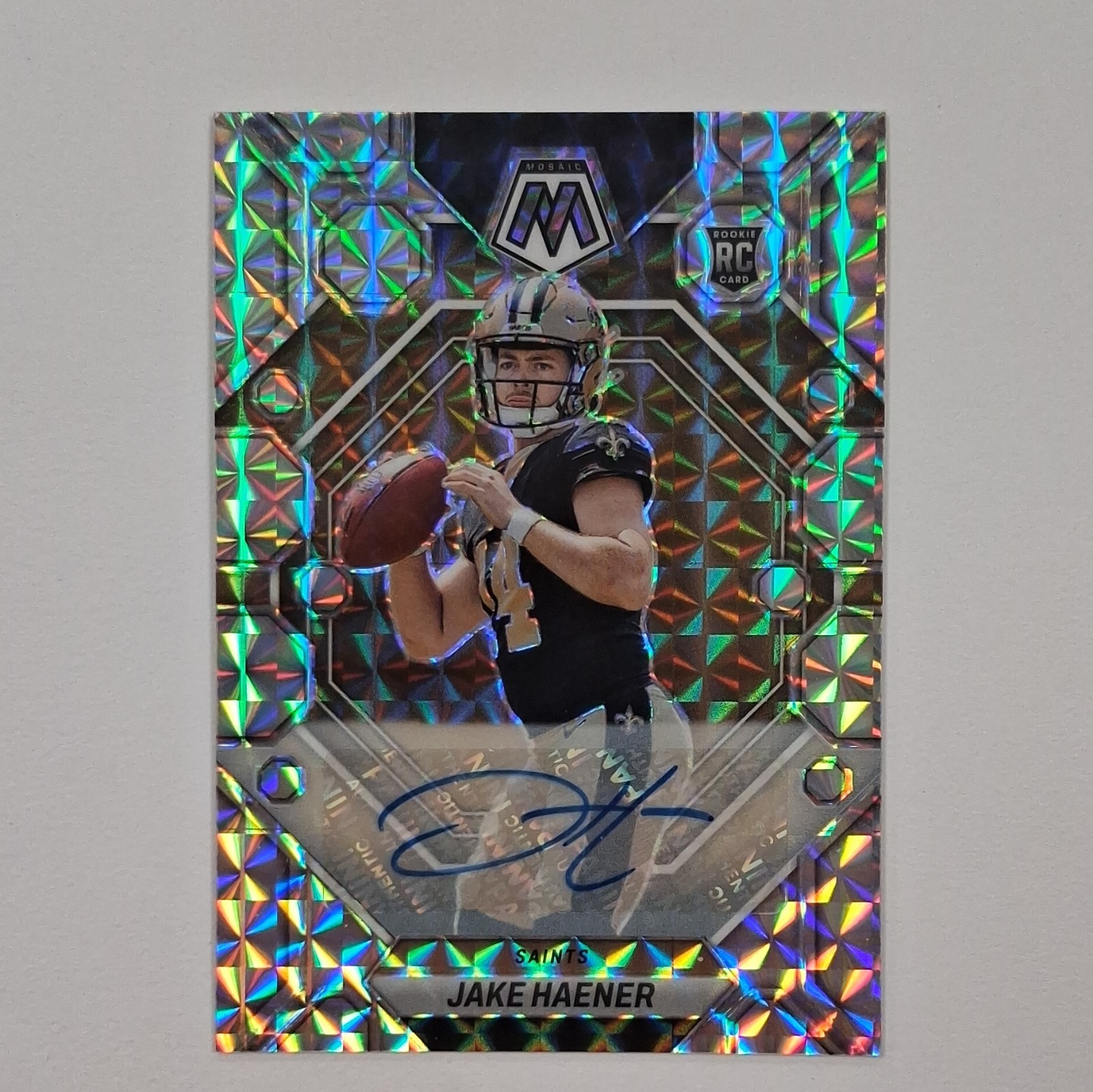 Panini 2023 Mosaic Rookies Jake Haener RC Auto Mosaic Prizm #325 Saints