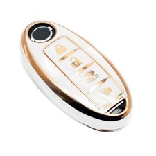 Key Fob Cover Compatible with Nissan Altima Armada GT-R Sentra Versa White