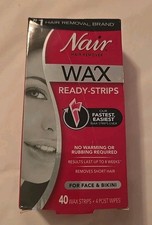 Nair Wax Hair Removal Ready-Strips for Face  Bikini 40 Wax Strips 2 sizes 