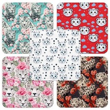 COASTER DRINKING PLACEMAT MAT|CUTE SNOW LEOPARD CUB BIG CAT FELINE PATTERN #A1