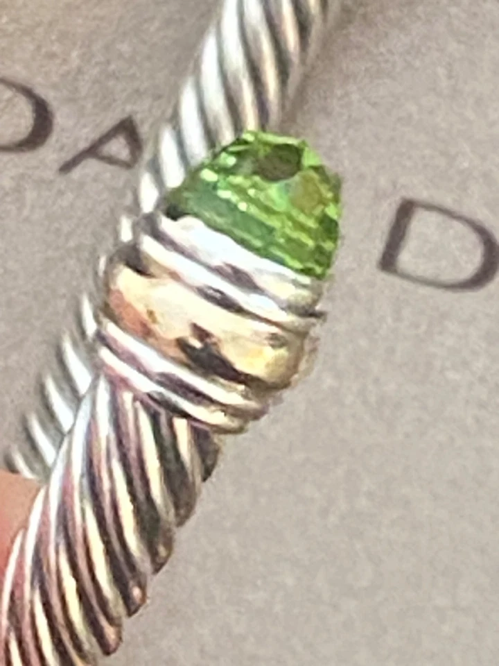 David Yurman Cable Classics 5mm Peridot Cuff Bracelet 925 And 585 SMALL - Image 4 of 4