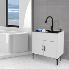 Laundry Sink, Laundry Sink with Pull-Out Faucet, Sink with Cabinet
