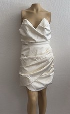 House of CB Ivory EMANUELA DRAPED RUCHED SATIN MINIDRESS