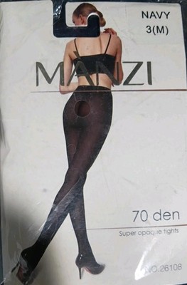 MANZI Womens Tights Navy Super Opaque 70 den SIZE 3/M NWT