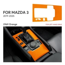 For Mazda 3 2019-2025 Center Console Gear Shift Panel Trim Stickers Orange Suede