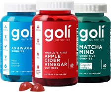 HOT-3 Bottles of Goli Favorites Bundle: Ashwagandha KSM-66, Apple Cider Vinegar