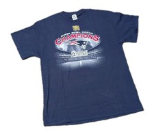 Vintage 2004 Super Bowl XXXVIII Patriots Champions T Shirt Brady Size Large Blue