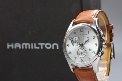 [N MINT] Hamilton Jazzmaster H386120 Chronograph Silver Dial Qz Mens Watch w/Box