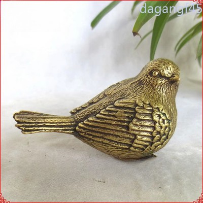 10cm Exquisitely Chinese Retro Brass Sparrow Sculpture Good Luck Ornament