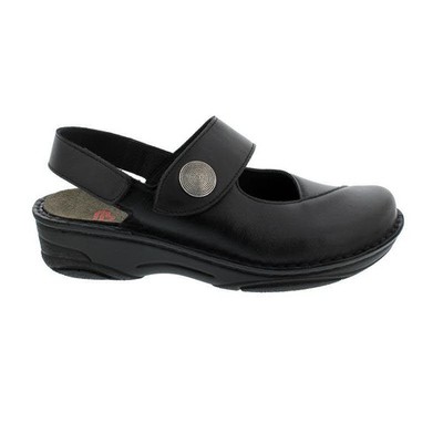 Berkemann Helene, black leather/stretch, clog with heel strap, width G-I 3461