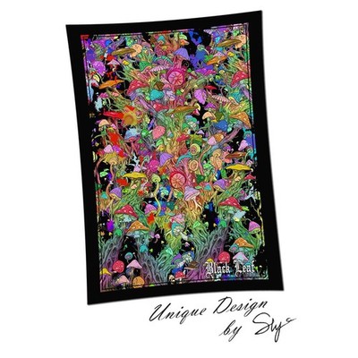 Black Leaf Mushroom Wandtuch - 150x220 cm - GOA Tuch - Wandbehang