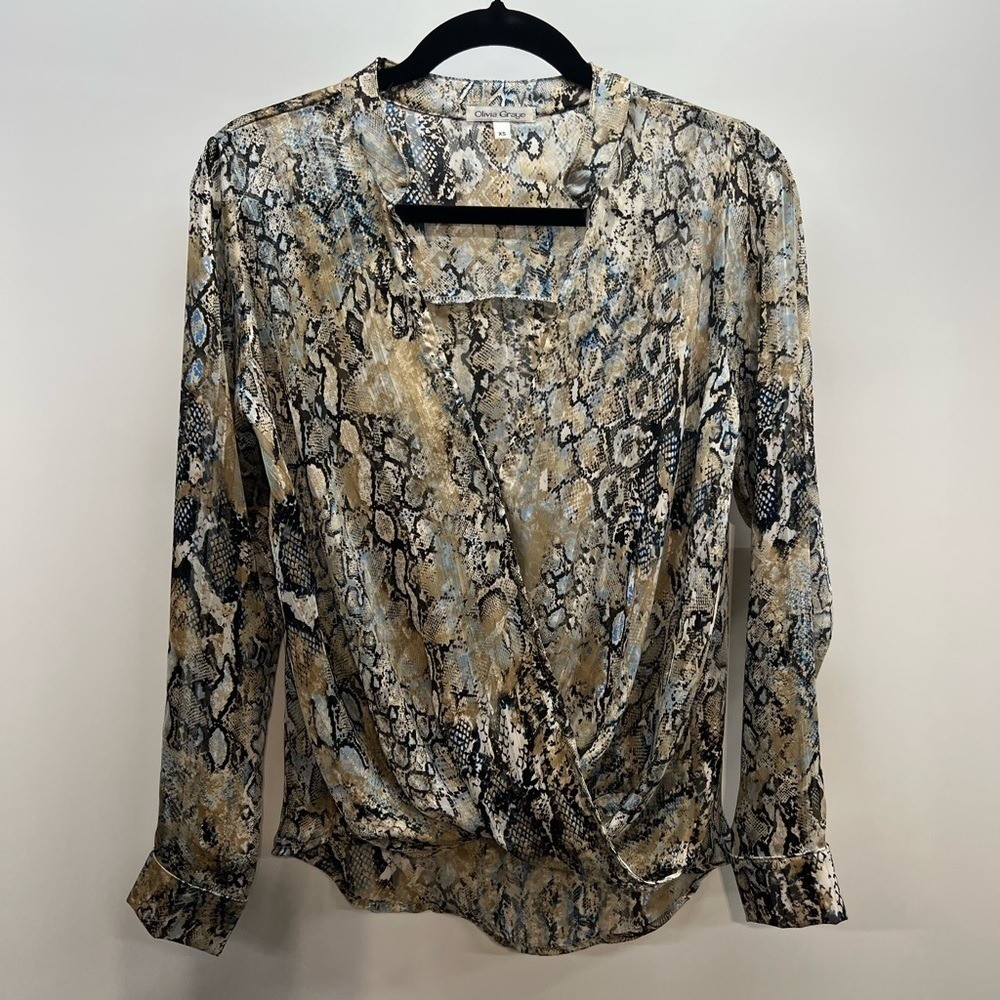 Olivia Graye Metallic Snake Print Python Wrap Blo… - image 7