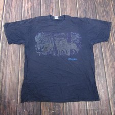 Vintage Jerzees Alaska Wolves Shirt Mens XL Blue Nature Wildlife Graphic Tee 90s