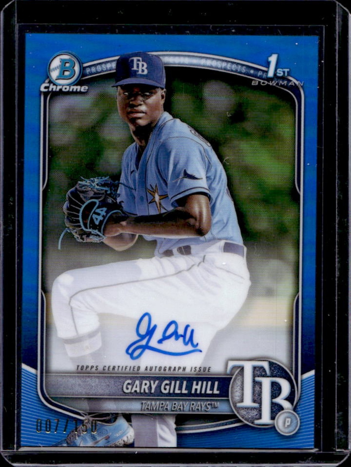 2025 Bowman Gary Gill Hill Chrome Auto Blue Refractor 1st #7/150 Rays