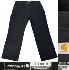 Carhartt Relaxed Fit Cargo Work Pant Men 38x30 Black CottonStraightLeg BN0324M