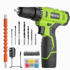 FADAKWALT 12V Cordless Electric Drill 3/8” Chuck Battery Powered Tool Set
