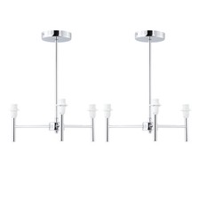 Set of 2 Modern Chrome 3 Arm Semi Flush Ceiling Light Fittings Shades Required