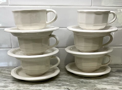12 Piece PFALTZGRAFF Heritage White  Mug Soup Cup And Saucers