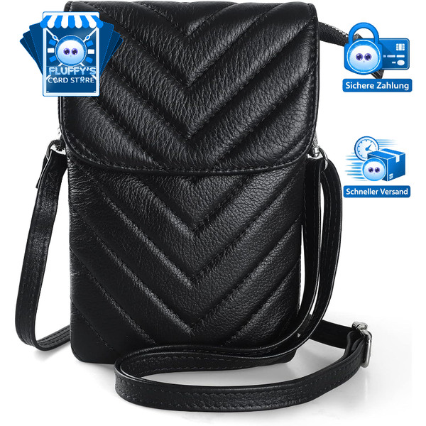 Handytasche Echtleder UmhäNgetasche Damen Klein Crossbody Bag Mit Riemen Und-image