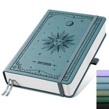 EMSHOI A5 College Ruled Notebook, 320 Numbered Pages 100GSM Ink-Proof Faux Le...