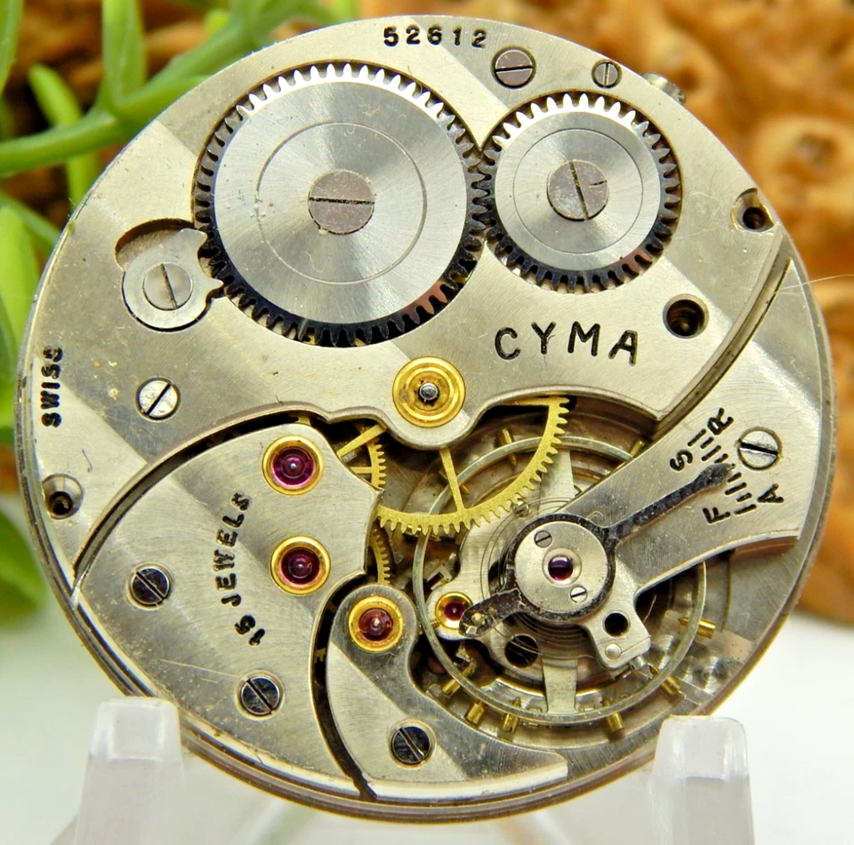 Antique Pocket watch movement CYMA Tavannes 15 jewel 12 size 37mm Open Face - Image 2 of 4