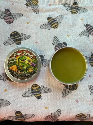 Dino Relief: A Comfrey and Yarrow infused pain-relieving salve