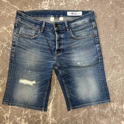 Blue Ridge Herren Denim Bermuda Shorts Blau W30 Regular Fit Distressed 5-Pocket