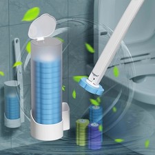 Disposable Toilet Brush Set with 24 Refills, Wall Mounted Cleaner for Bathroom