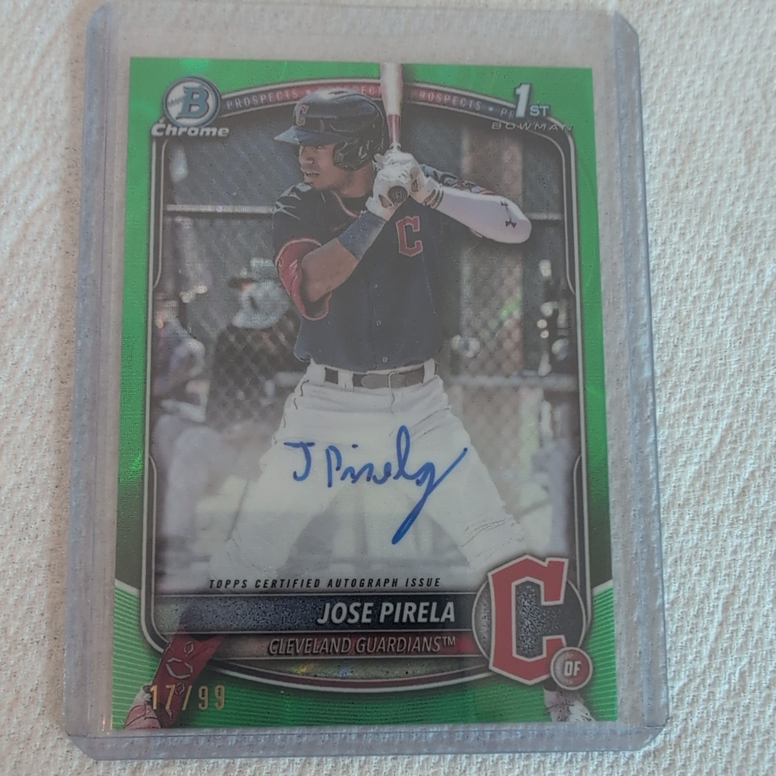 2025 Bowman Jose Pirela Chrome Auto 1st Green Refractor #/99 #CPA-JP, Mint, Boom