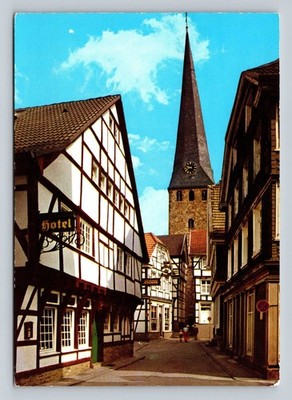 Vintage Hattingen Ruhr Postcard with St. Georg-Kirche & Half-Timbered Houses