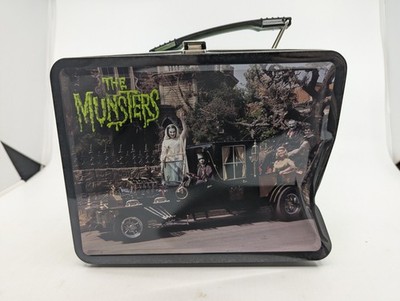 The Munsters Tin Tote Full Size Lunch box Herman lilly & Grandpa (Bent Side)
