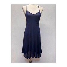 Eileen Fisher Sheer Dress Womens XS Navy Blue Modal Racerback Minimalist Summer