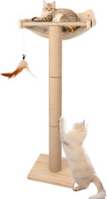 Cat Window Perch with Scratching Post, 46" Adjustable Tall Scratching Posts  Su