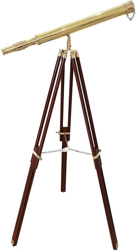 Nautical Brass Telescope with Wooden Tripod – Handcrafted – Shiny Brass Finish - Picture 2 of 5