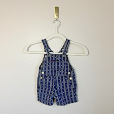Vintage Lee Overalls Shorts Size 18M Months USA Union Made Blue Baseball 80's