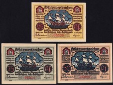Germany Poland Stettin 1921 Notgeld Lot 3 Emergency Money Banknote Complete Set