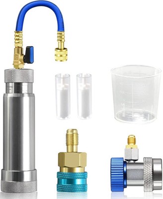 AC Oil Dye Injector Kit for R1234YF R134A System with 2 Quick R134A+R1234YF