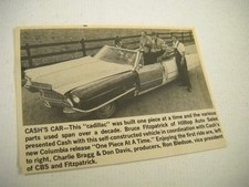 JOHNNY CASH drives one-piece-at-a-time Cadillac 1976 music biz promo pic/text