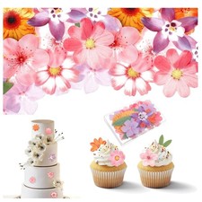 Essbare Blumen für Torte - 50 Stück Oblatenpapier Tortendeko Blumen