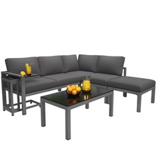 Garden Lounge Set Outdoor Furniture Corner Sofa with Coffee Table & Side Table