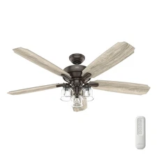 Hunter Fan 60 inch Traditional Onyx Bengal Ceiling Fan with Light Kit and Remote