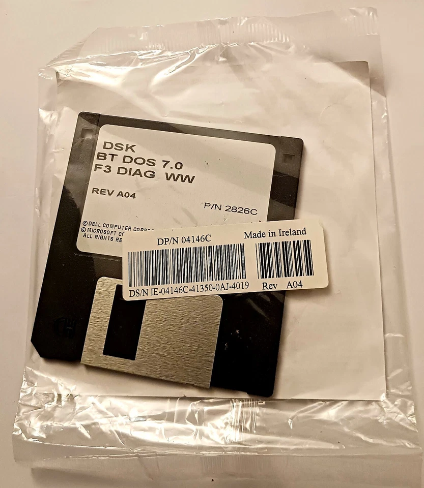Dell DSK BT DOS 7.0 F3 DIAG WW Boot Driver Floppy Disk  PN: DP/N 04146C 2826C - Image 2 of 3