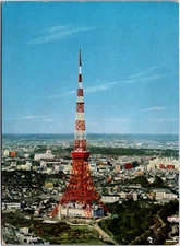 Postcard Japan Tokyo Tower birds eye view stamp