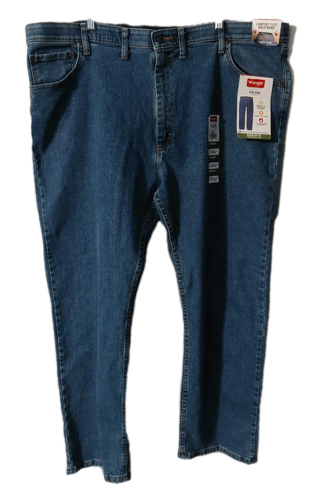 Wrangler Mens Jeans Size 44 Regular Fit Comfort Flex Waistband Five Star Premium