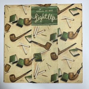 Vintage 60s MCM Hallmark Wrapping Paper. Pipes. Matchbooks. Tobacco. Cigarettes.